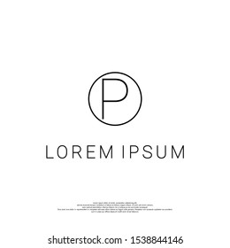 simple minimalist thin line P logotype isolated on white background creative vector illustration.