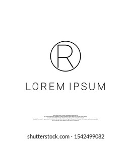 simple minimalist thin line R logotype isolated on white background creative vector illustration.