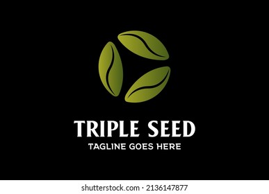 Simple Minimalista Tres Semillas Triples para el vector de diseño del logotipo de cultivo de hierbas