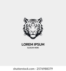 simple minimalist tiger head logo template illustration icon element isolated on white background