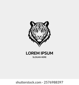 simple minimalist tiger head logo template illustration icon element isolated on white background