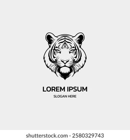 simple minimalist tiger head logo template illustration icon element isolated on white background