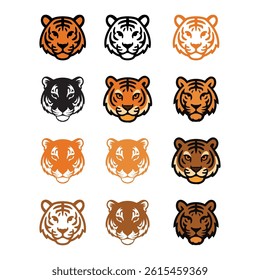 simple minimalist tiger head on white background,Simple vector icons,Vector illustration