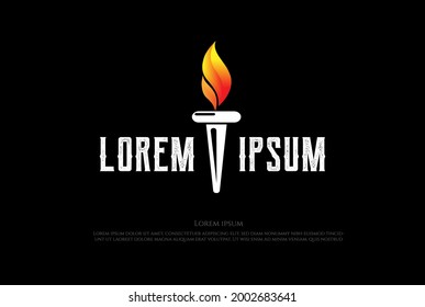 Simple Minimalist Torch Fire Flame for Sport Energy Logo Design Vector