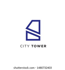 Simple and Minimalist Tower Building Logo Illustration