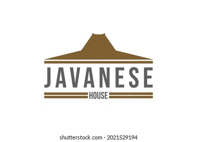 Simple Minimalist Traditional House from Central Java Logo Design Vector