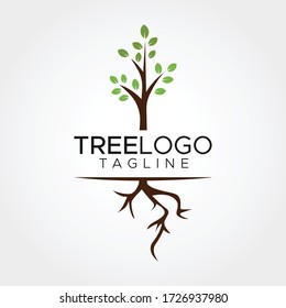 Simple minimalist tree forest plants logo design vector template