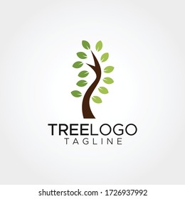 Simple minimalist tree forest plants logo design vector template