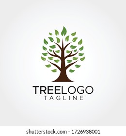 Modelo simple minimalista de diseño del logotipo de plantas forestales de árbol plantilla vectorial