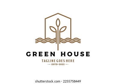 Simple Minimalist Tree Plant Leaf House for Garden Farm Environment Logo Design