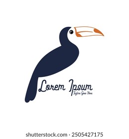 Simple Minimalist Tropical Toucan Bird Icon Symbol Illustration Design