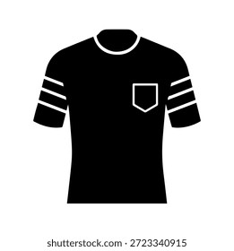 Einfaches minimalistisches T-Shirt mit Vordertasche und Ärmelstreifen Silhouette Vektorgrafik für einfache Freizeitkleidung und Bekleidungsschablone