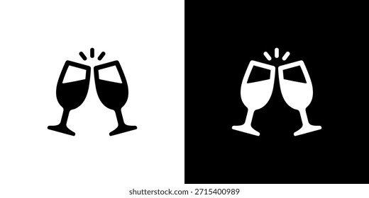 Icono de evento de celebración de brindis de dos copas de vino minimalista simple