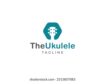 Ilustración vectorial de logotipo de música ukelele simple y minimalista.