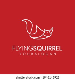 Simple Minimalist Unique Flying Squirrel Logo line art design Vector inspiration. Chipmunk Logo Icon