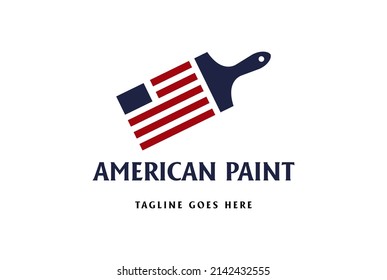 Simple Minimalist US American Flag with Brush Paint Logo Design Vector