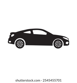  A simple, minimalist vector icon of a car. The car is depicted in a side profile with smooth, rounded lines, and it is colored white against a dark brown background. The icon has two visible wheels.