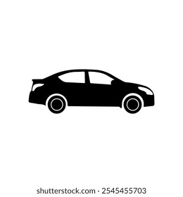  A simple, minimalist vector icon of a car. The car is depicted in a side profile with smooth, rounded lines, and it is colored white against a dark brown background. The icon has two visible wheels.