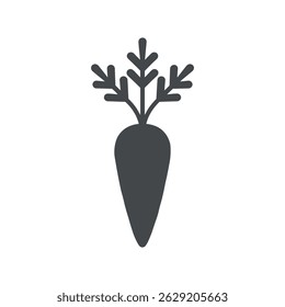 Simple, minimalist vector icon of a carrot, perfect for healthy food branding or agricultural designs.