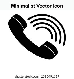 Simple Minimalist Vector Icon of a Ringing Telephone