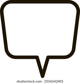 Simple and minimalist vector illustration of a blank speech bubble, featuring rounded edges and a downward pointing tip, ideal for conveying messages, quotes, or dialogue