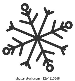 Simple minimalist vector illustration of snowflake. Christmas themed thin line icon. Black and white flat design of abstract geometrical shape. Cold winter and frozen weather symbol. Ice decoration