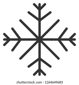 Simple minimalist vector illustration of snowflake. Christmas themed thin line icon. Black and white flat design of abstract geometrical shape. Cold winter and frozen weather symbol. Ice decoration