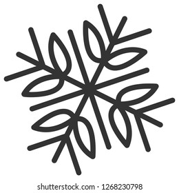 Simple minimalist vector illustration of snowflake. Christmas themed thin line icon. Black and white flat design of abstract geometrical shape. Cold winter and frozen weather symbol. Ice decoration