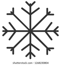Simple minimalist vector illustration of snowflake. Christmas themed thin line icon. Black and white flat design of abstract geometrical shape. Cold winter and frozen weather symbol. Ice decoration