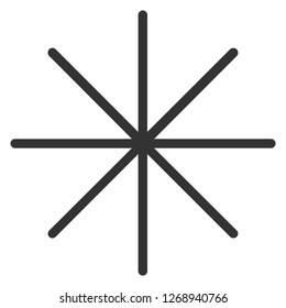 Simple minimalist vector illustration of snowflake. Christmas themed thin line icon. Black and white flat design of abstract geometrical shape. Cold winter and frozen weather symbol. Ice decoration