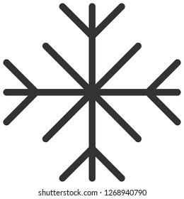 Simple minimalist vector illustration of snowflake. Christmas themed thin line icon. Black and white flat design of abstract geometrical shape. Cold winter and frozen weather symbol. Ice decoration