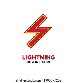 simple minimalist vector red lightning logo, lightning bolt logo for brands and companies