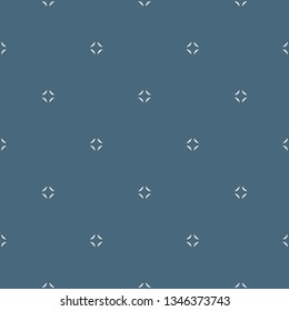 Simple minimalist vector seamless pattern. Abstract blue and beige geometric texture. Subtle minimal background with small floral shapes, diamonds. Repeat design for decor, prints, wallpapers, web