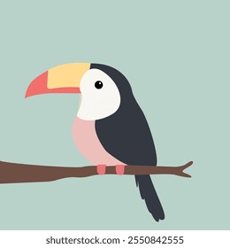 vetor simples e minimalista tucano - ilustração infantil com cores femininas