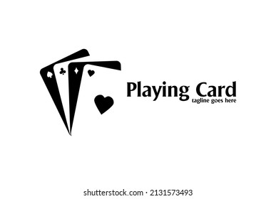 Simple Minimalist Vintage Poker Playing Card for Gamble Bet Casino Sport Club Logo Design Vector