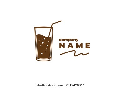 Simple Minimalist Vintage Retro Drink Soda Glass Logo Design Vector
