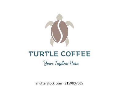 Simple Minimalist Vintage Retro Turtle with Coffee Bean for Beach Bar Cafe Restaurant Logo Design Vector
