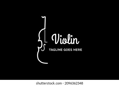 Simple Minimalist Violin Fiddle Viola Silhouette for Music Concert Show Logo Design Vector