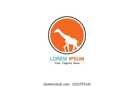 Simple Minimalist Walking Giraffe Silhouette for Wild Safari Zoo Logo Design Vector