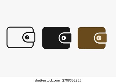 Ícones de carteira minimalista simples em estilo plano para temas financeiros ou de pagamento.