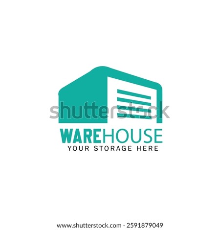 simple minimalist warehouse logo design with a flat art concept with soft colors