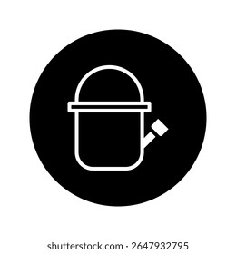 A simple minimalist watering can icon design inside a black circle background illustration