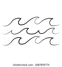 Simple minimalist waves handdrawn water lake river logo vector illustration, design isolated on white background