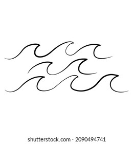 Simple minimalist waves handdrawn water lake river logo vector illustration, design on white background