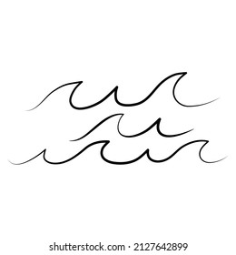 Simple minimalist waves handdrawn water lake river logo vector illustration, design on white background