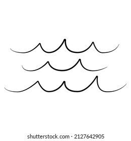 Simple minimalist waves handdrawn water lake river logo vector illustration, design on white background