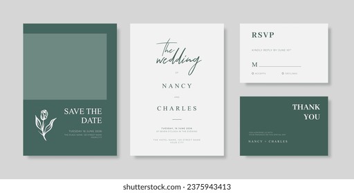 Simple and minimalist wedding card template. trendy modern wedding invitation template. beautiful wedding card template