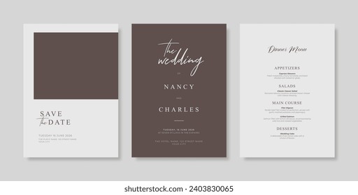 Plantilla de tarjeta de boda simple y minimalista. plantilla de invitación de boda moderna y de moda. plantilla de tarjeta de boda hermosa
