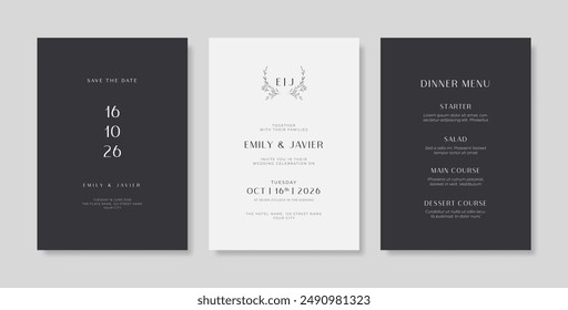 Plantilla de la tarjeta de boda simple y minimalista