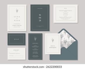 Simple and minimalist wedding stationery template. trendy modern wedding invitation template. beautiful wedding card template